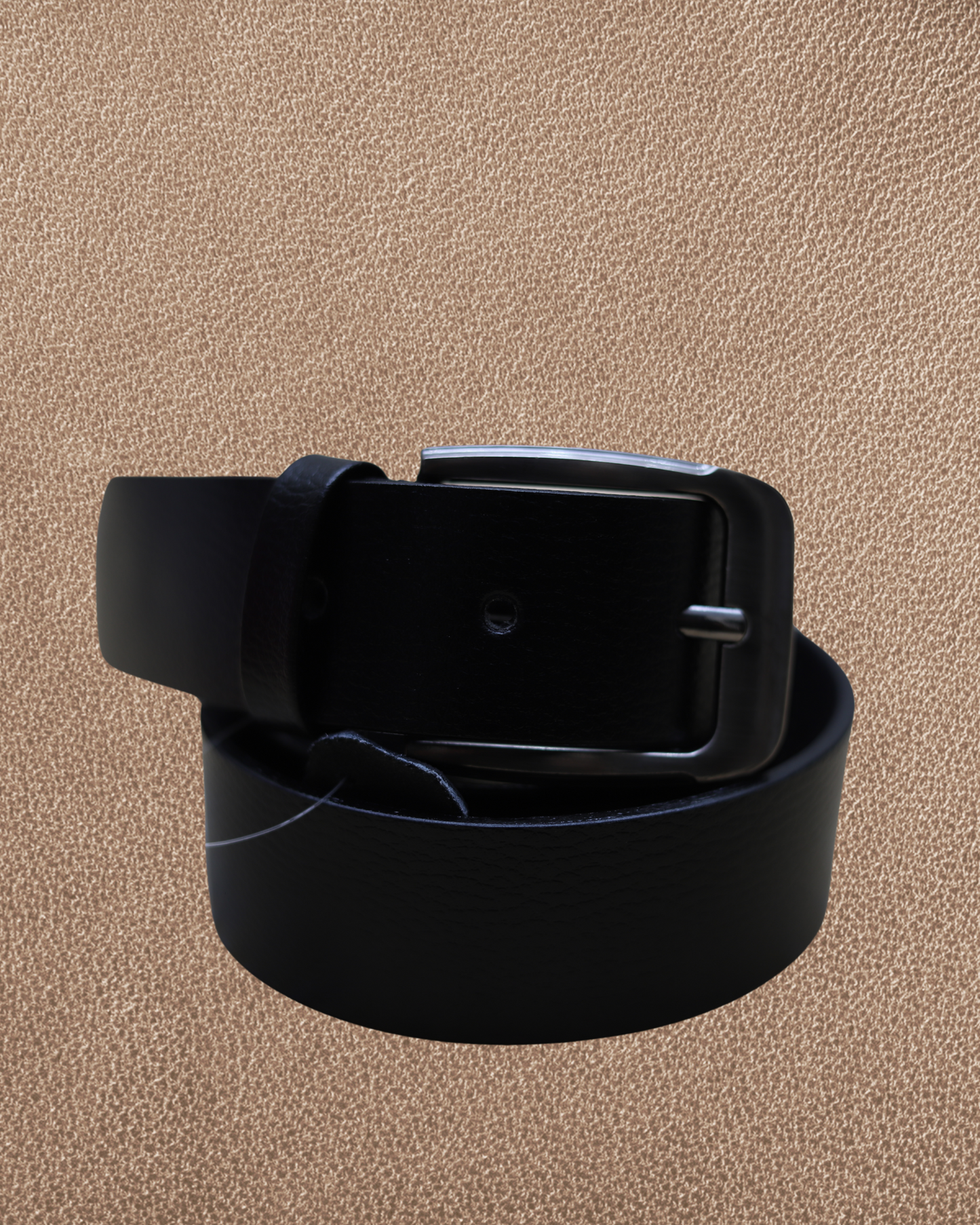Textured Black Leather Belt
